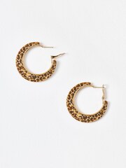 Oliver Bonas Brown Sofie Speckled Resin Hoop Earrings - Image 3 of 5