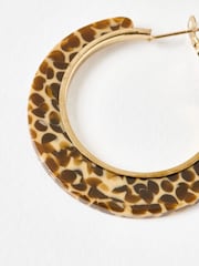 Oliver Bonas Brown Sofie Speckled Resin Hoop Earrings - Image 4 of 5