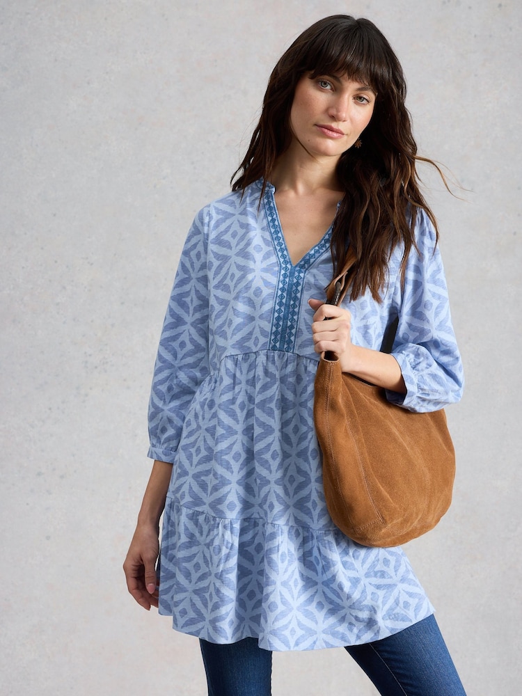 White Stuff Blue Marta Embroidered Tunic - Image 1 of 6