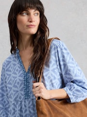 White Stuff Blue Marta Embroidered Tunic - Image 3 of 6