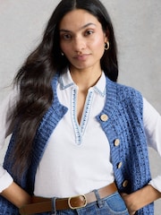 White Stuff White Allie Jersey Embroidered Blouse - Image 2 of 6