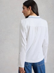 White Stuff White Allie Jersey Embroidered Blouse - Image 3 of 6