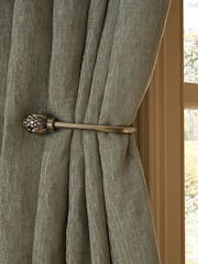 Set of 2 Antique Brass Artichoke Curtain Holdbacks - Image 1 of 2