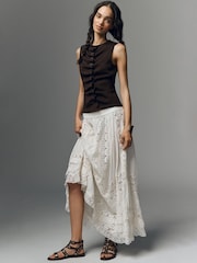 Anthropologie Ruched Sleeveless Buttondown Top - Image 4 of 4