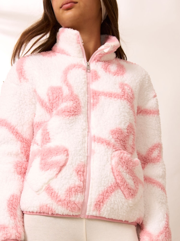 Creme/Pink - Lipsy Soft Touch Borg Fleece (5-16yrs) - Bild 2 von 6