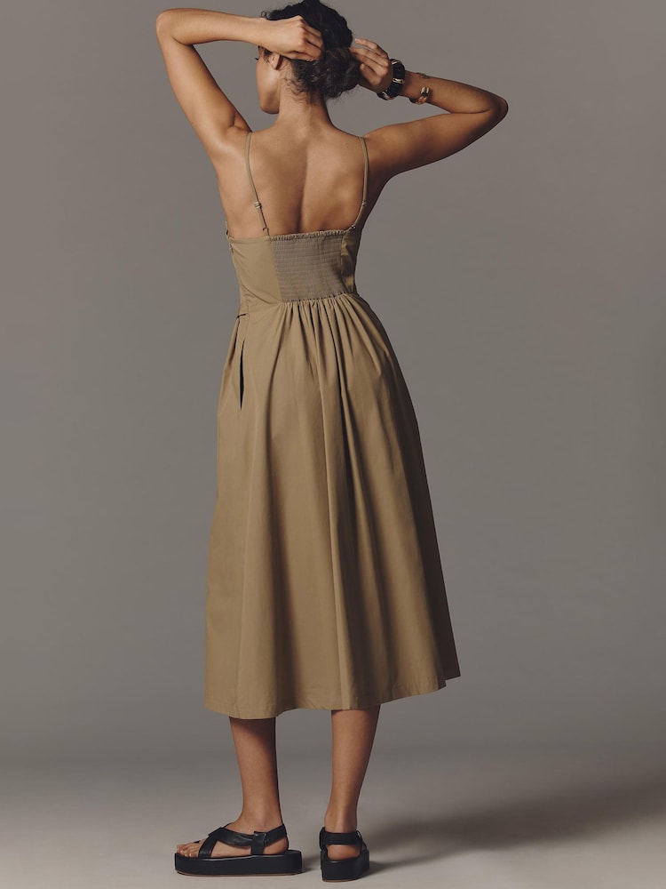 أخضر - فستان ماكسي بكسرات بطابع عملي من Anthropologie - Image 2 of 4