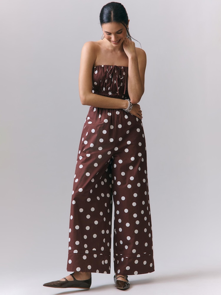 Anthropologie The Somerset ストラップレス・ブラウン・ジャンプスーツ - 画像 1 / 3