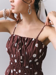 Anthropologie The Somerset ストラップレス・ブラウン・ジャンプスーツ - 画像 2 / 3