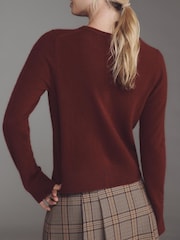 Qırmızı - Antropologiya The Juliet Cashmere Crew Boyunlu Kardigan - 3şəkildən 2 şəkil