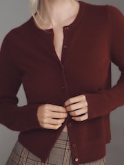Qırmızı - Antropologiya The Juliet Cashmere Crew Boyunlu Kardigan - 3şəkildən 3 şəkil