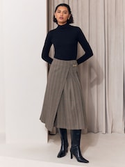 Lipsy Grey Checked Pleated Midi Skirt - Image 4 of 5