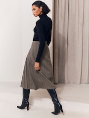 Lipsy Grey Checked Pleated Midi Skirt - Image 5 of 5