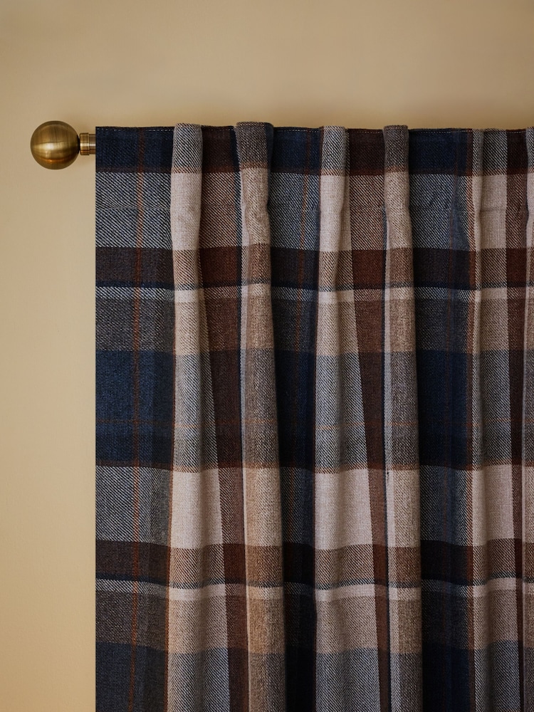 Brushed Check Hidden Tab Top Lined Curtains - Bild 1 von 5 Brushed Check Hidden Tab Top Lined Curtains - Bild 1 von 5