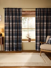 Brushed Check Hidden Tab Top Lined Curtains - Bild 2 von 5