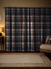 Brushed Check Hidden Tab Top Lined Curtains - Bild 3 von 5