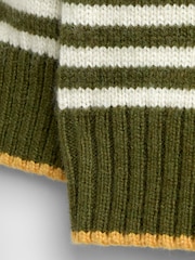 JoJo Maman Bébé Natural Green Stripe Bear Appliqué Knitted Jumper - Image 4 of 4