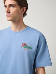 Blue Japan Relaxed Fit Graphic Print Heavy Weight T-Shirt - Image 5 of 9