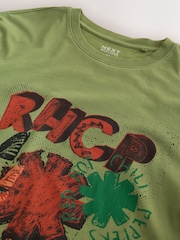 Green Red Hot Chilli Peppers Relaxed Fit Band Graphic Print T-Shirt - Image 9 of 9