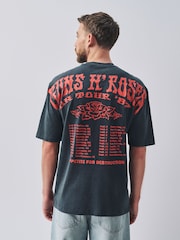 Black Guns N Roses Regular Fit Band Graphic Print T-Shirt - Image 1 of 4