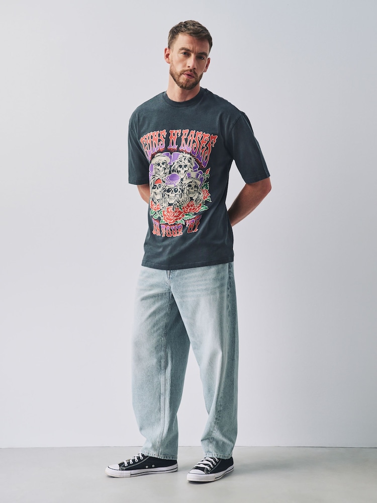 Black Guns N Roses Regular Fit Band Graphic Print T-Shirt - Image 2 of 4 Black Guns N Roses Regular Fit Band Graphic Print T-Shirt - Image 2 of 4