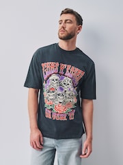 Black Guns N Roses Regular Fit Band Graphic Print T-Shirt - Image 3 of 4