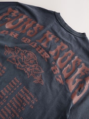 Black Guns N Roses Regular Fit Band Graphic Print T-Shirt - Image 8 of 9