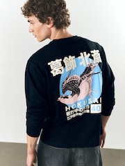 Black Hokusai Bird - Majica dugih rukava s grafikom - Slika 1 od 9