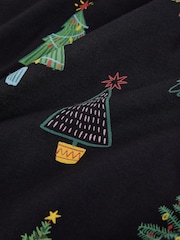 Black Tree Pattern Christmas Graphic T-Shirt - Image 2 of 3