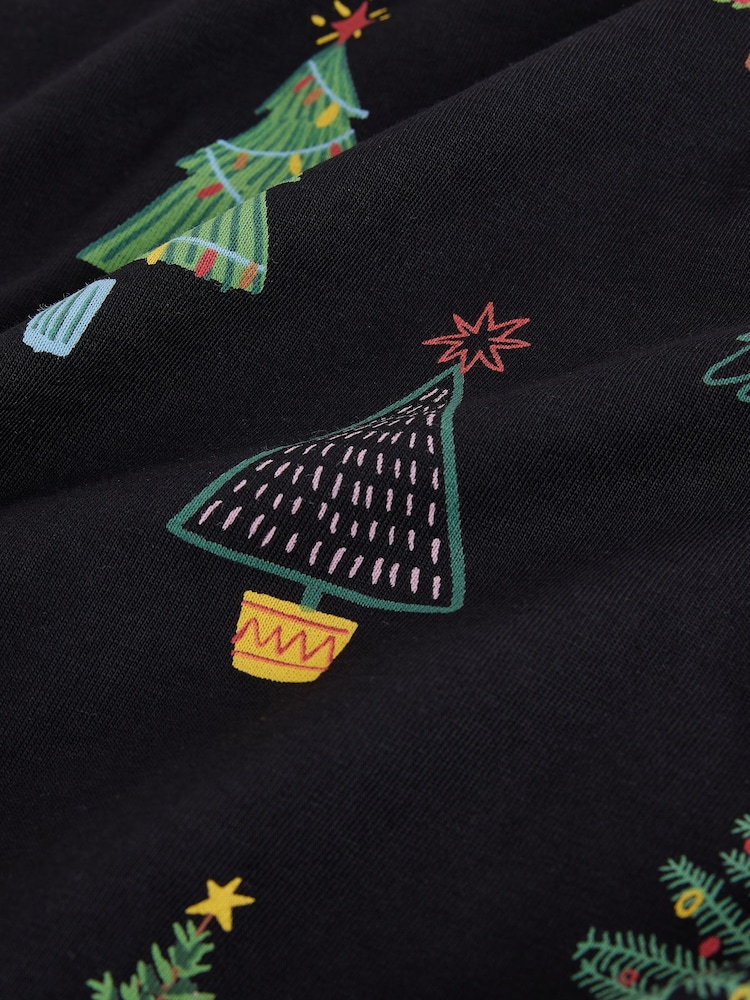 Black Tree Pattern Christmas Graphic T-Shirt - Image 2 of 3 Black Tree Pattern Christmas Graphic T-Shirt - Image 2 of 3