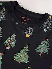 Black Tree Pattern Christmas Graphic T-Shirt - Image 3 of 3