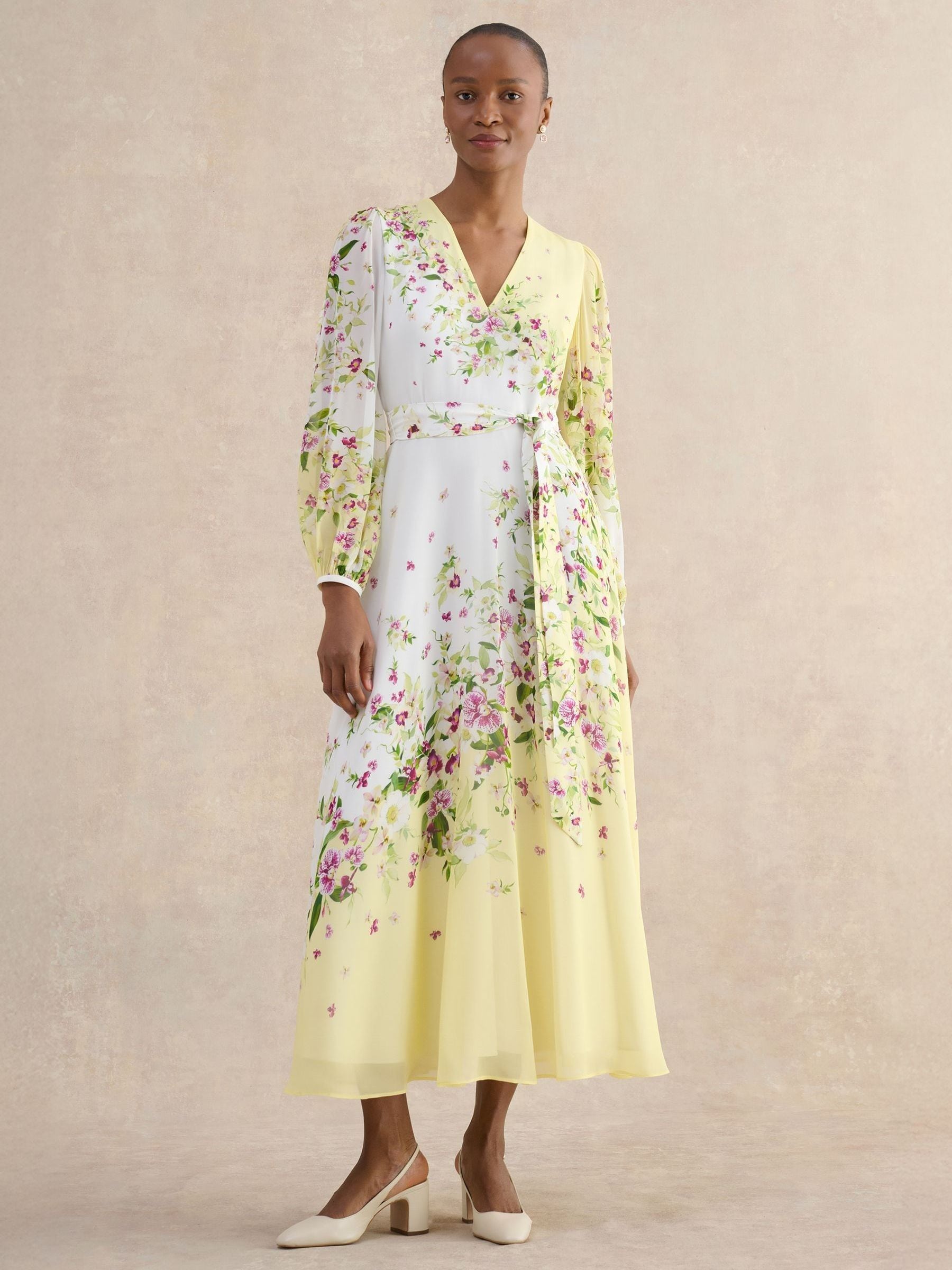 Hobbs Women's Yellow Multi Ariel Floral Silk Dress - Image 1