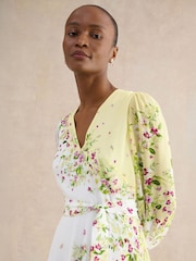 Hobbs Yellow Ariel Silk Dress - Image 3 of 4