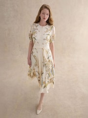 Hobbs Cream Petite Alma Silk Dress - Image 1 of 4