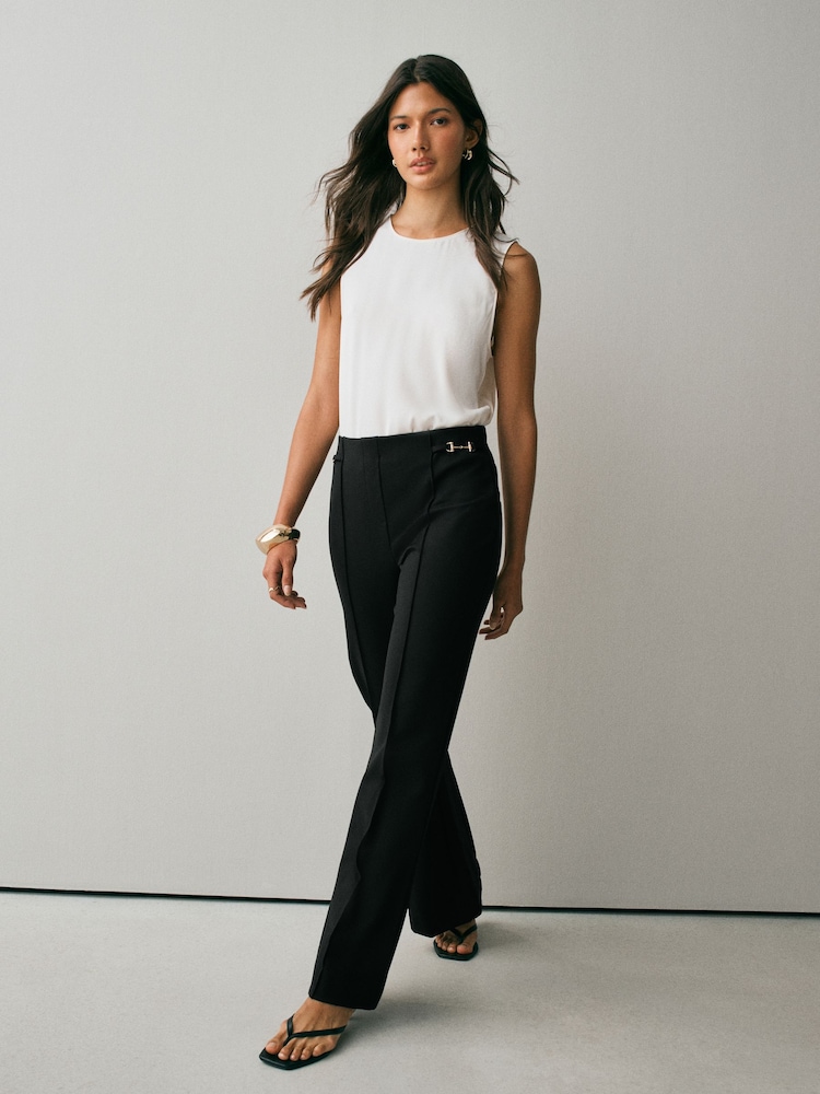 黑色 - Ponte Horsebit Detail Bootcut Trousers - 圖片 1/15
