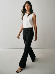 黑色 - Ponte Horsebit Detail Bootcut Trousers - 圖片 3/15