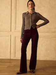 酒紅 - Ponte Horsebit Detail Bootcut Trousers - 圖片 1/8