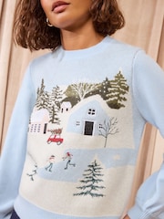 Friends Like These Pale Blue Snow Scene Christmas Jumper - Image 2 of 5