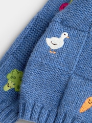 JoJo Maman Bébé Navy Blue Vegetable Embroidered Knit Cardigan - Image 4 of 4