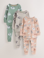 Neutral/Blush Animals Snuggle Pyjamas 3 Pack (9mths-10yrs) - Image 1 of 4