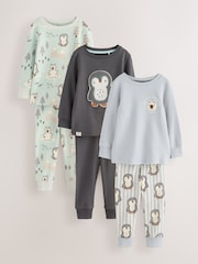 Blue/Ecru/Charcoal Arctic Friends - 舒适睡衣3套（ 9个月 - 10岁） - 图片1 / 8