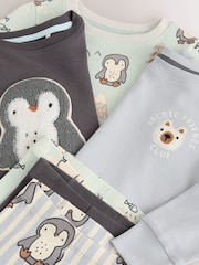 Blue/Ecru/Charcoal Arctic Friends Snuggle Pyjamas 3 Pack (9mths-10yrs) - Image 13 of 14
