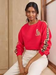 Love & Roses Red Cheetah Sleeve Sweatshirt - Image 1 of 4
