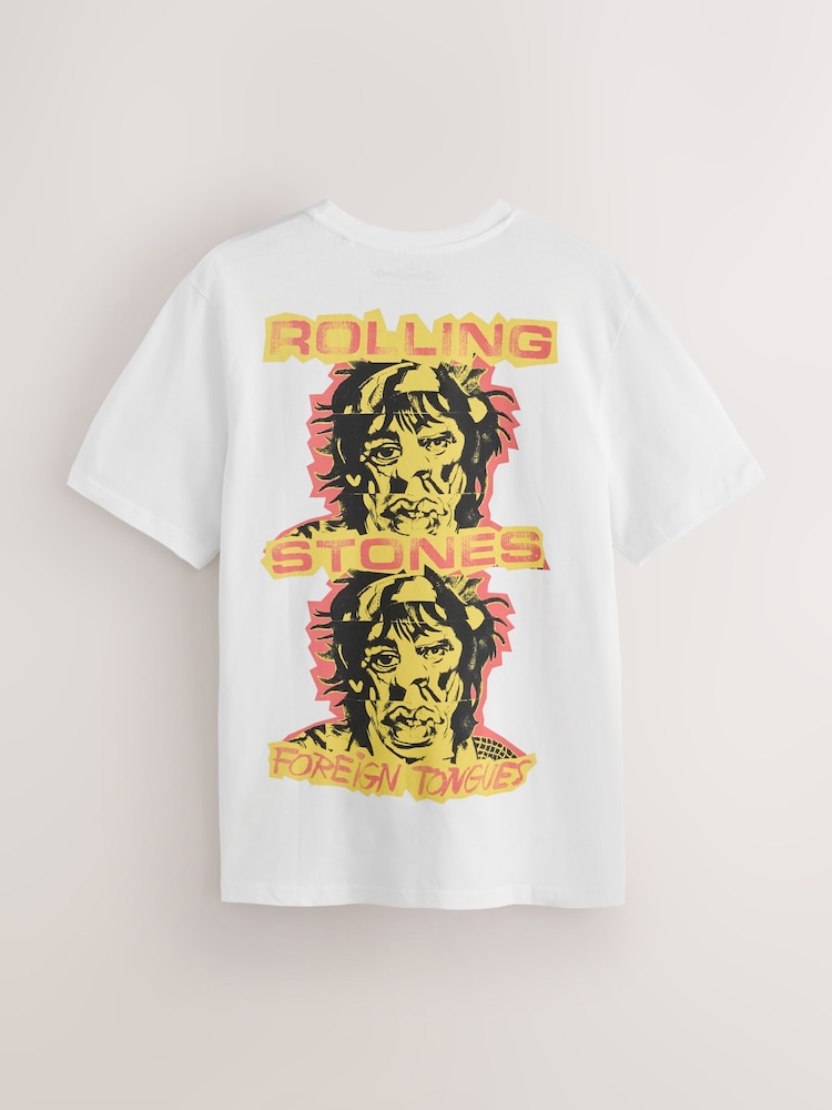 White Rolling Stones Regular Fit Band Graphic Print T-Shirt - Image 1 of 5 White Rolling Stones Regular Fit Band Graphic Print T-Shirt - Image 1 of 5