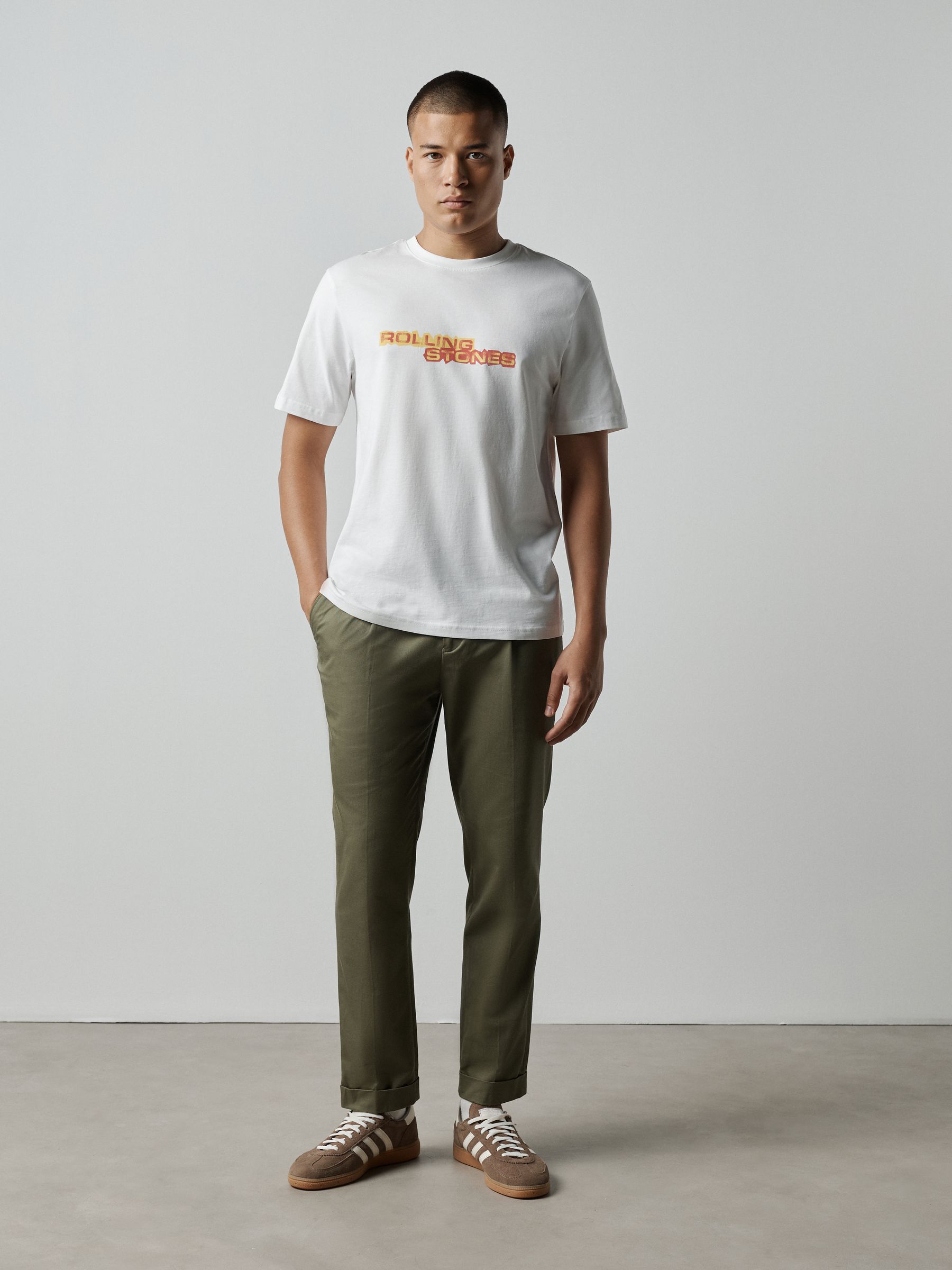 Buy White Rolling Stones Regular Fit Band Graphic Print T-Shirt