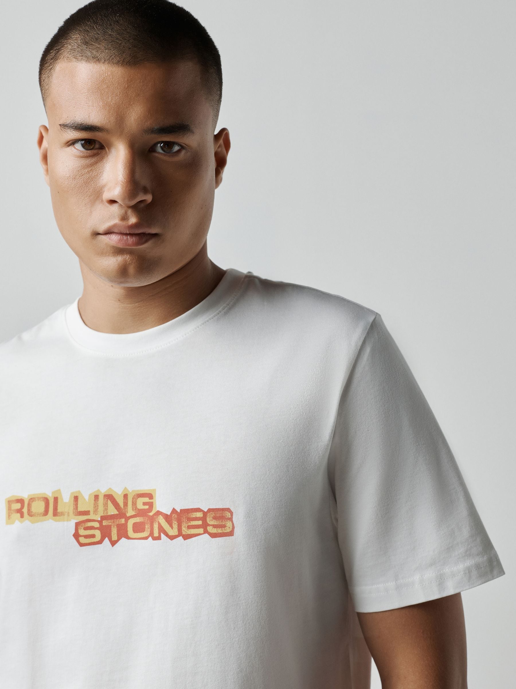 Buy White Rolling Stones Regular Fit Band Graphic Print T-Shirt