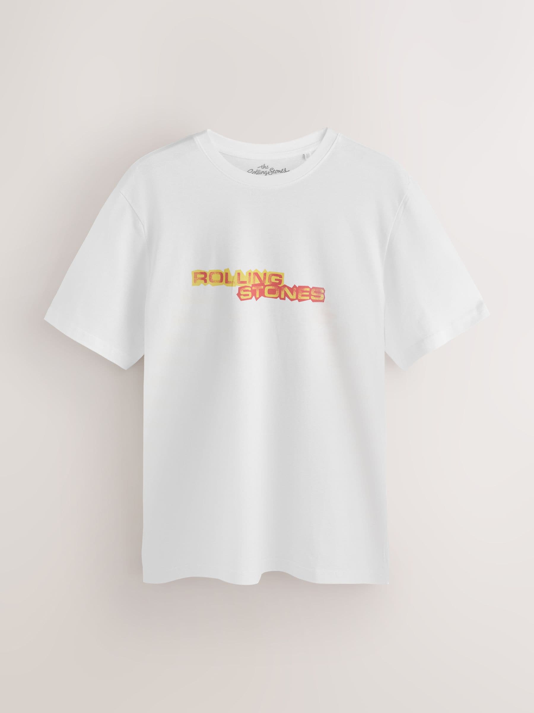 Buy White Rolling Stones Regular Fit Band Graphic Print T-Shirt