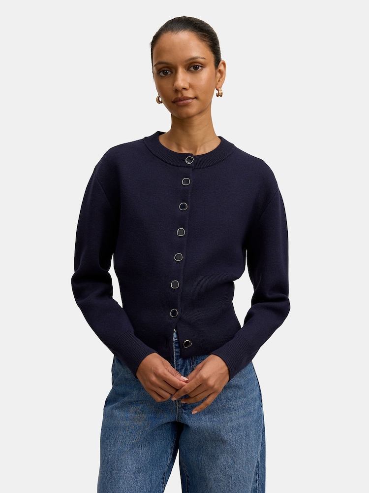 Forever New Blue Ally Petite Co-ord Knitted Cardigan - Image 1 of 5 Forever New Blue Ally Petite Co-ord Knitted Cardigan - Image 1 of 5