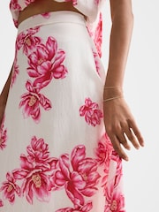 Forever New White Maisie Petite Circle Midi Skirt Contains Linen - Image 3 of 5