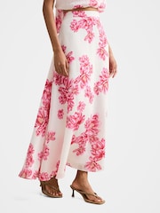 Forever New White Maisie Petite Circle Midi Skirt Contains Linen - Image 4 of 5