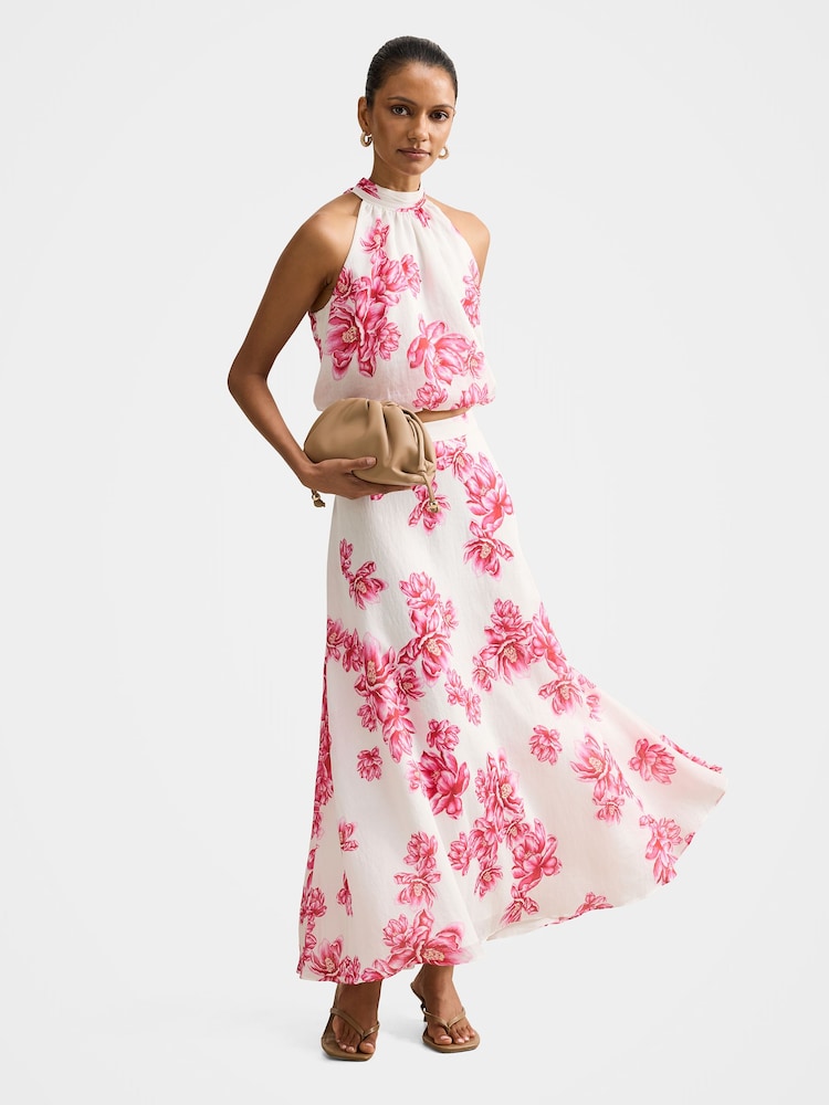 Forever New White Maisie Petite Circle Midi Skirt Contains Linen - Image 5 of 5